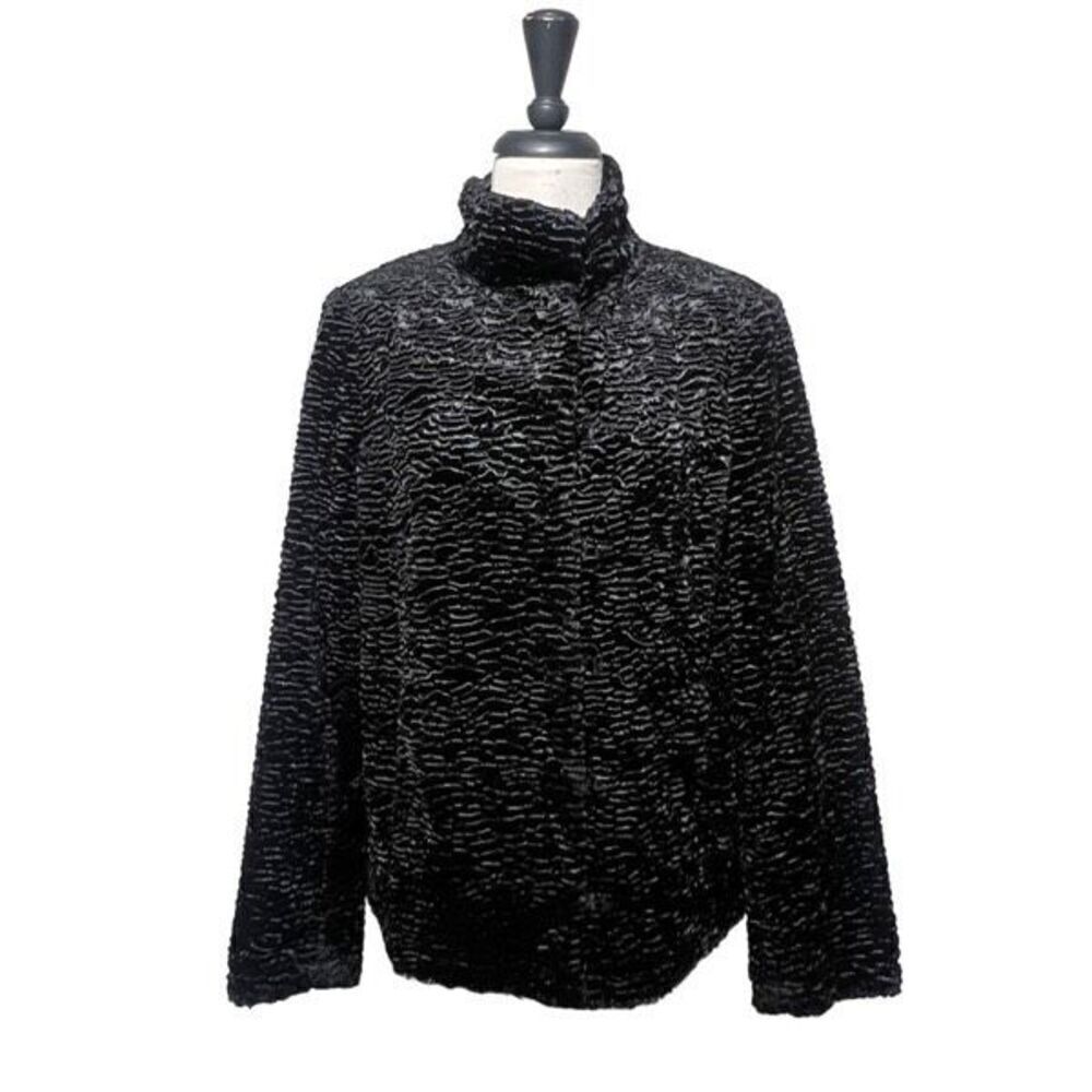 Elliott Lauren Black Faux Fur Cropped Swing Coat Size 4